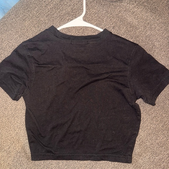 Missguided Black Crop Top Tee with White Embroidery Nakey Nakey Rihanna lyrics - Picture 3 of 5